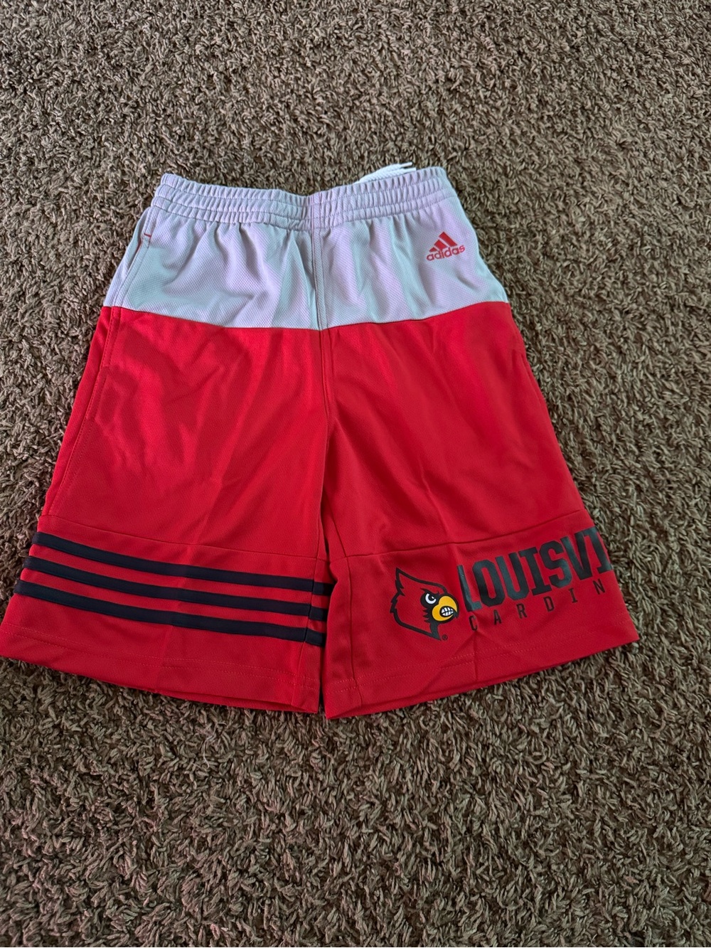 adidas Red and White Louisville Cardinals Basketball Shorts